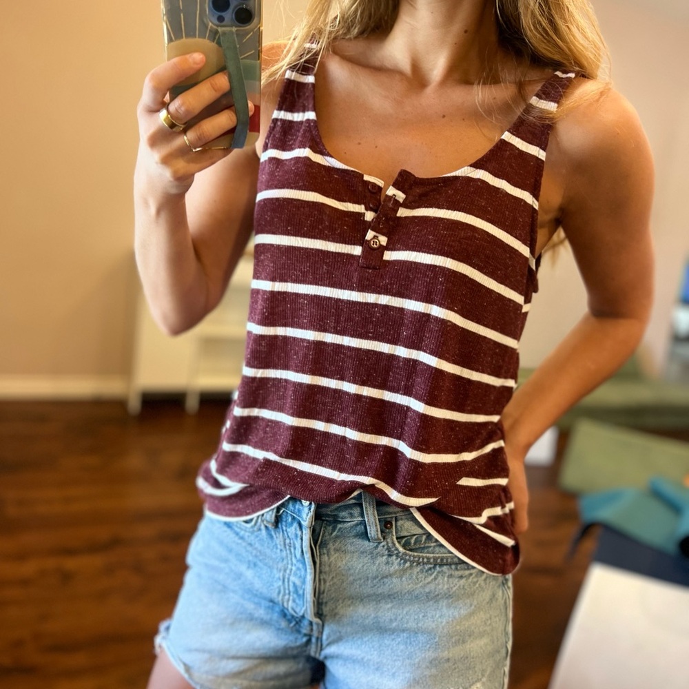 Volcom’s Burgundy Striped Tank Top medium